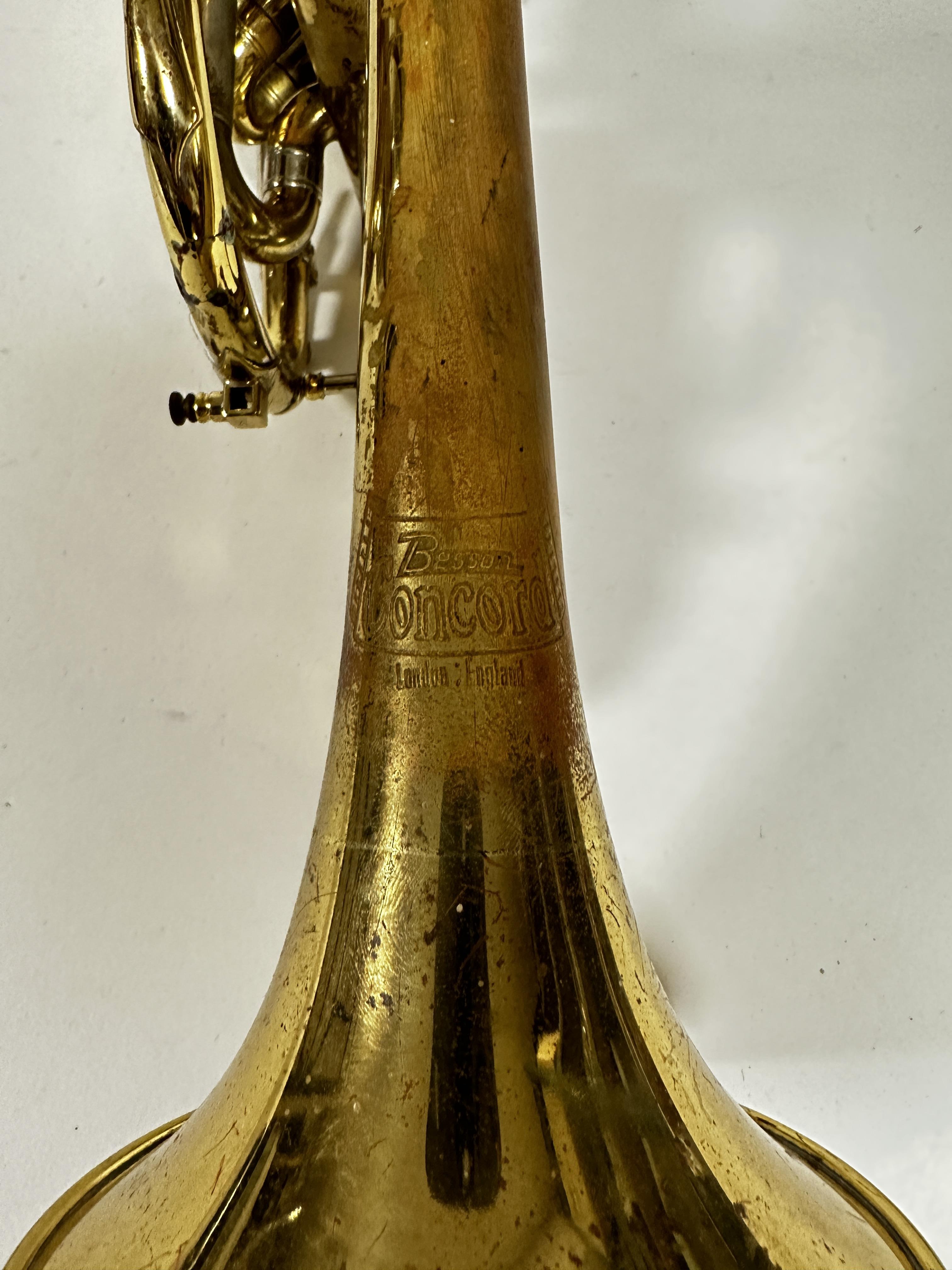 A Besson Concorde trumpet complete with mouthpiece and mother of pearl tops, slight dent to top - Image 2 of 3
