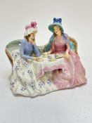 A Royal Doulton china figure group, Afternoon Tea, 809200, (15cm x 19cm x 11cm) decorated with