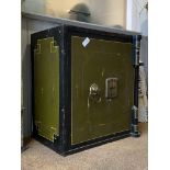 A Victorian Chatwood's London Patent cast iron safe, green and black geometric paint to exterior,