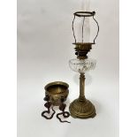 James Grey & Son 85 George Street Edinburgh, late 19thc oil lamp complete with funnel, shade stand