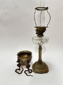 James Grey & Son 85 George Street Edinburgh, late 19thc oil lamp complete with funnel, shade stand