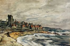 John Kid Maxton (British, 1878-1942) An East Coast Fishing Village Scene, watercolour, signed bottom