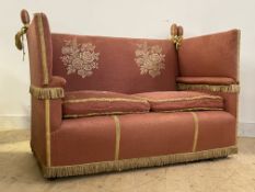 A 20th century Knoll style drop arm two seat sofa H105cm, W146cm, D83cm