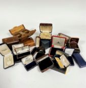 A large quantity of Edwardian jewellery boxes including bracelets, medals, stick pins, pendants, etc