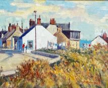 JD Henderon, 20thc Scottish, White Cottage Auchmithie, oil on canvas board, signed bottom right,