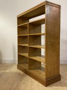 A pine and laminated beech open shelf room divider, first half of the 20th century, with one long
