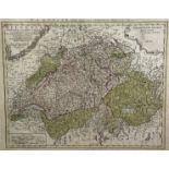 Johann Baptiste Homann, Mappa Geographica Stratus Genvensis published c1950, an engraved map of