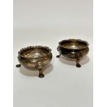 A George III London silver salt, London 1755, and a George III London silver cauldron salt, London