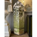 A Cast iron London to Edinburgh mile marker, (H114cm) together with fragment of a cast iron mile