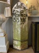 A Cast iron London to Edinburgh mile marker, (H114cm) together with fragment of a cast iron mile