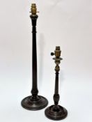 An Edwardian mahogany brass mounted Georgian style candlestick with fluted tapered column and