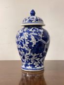 A Chinese style blue and white ceramic baluster vase and cover H46cm