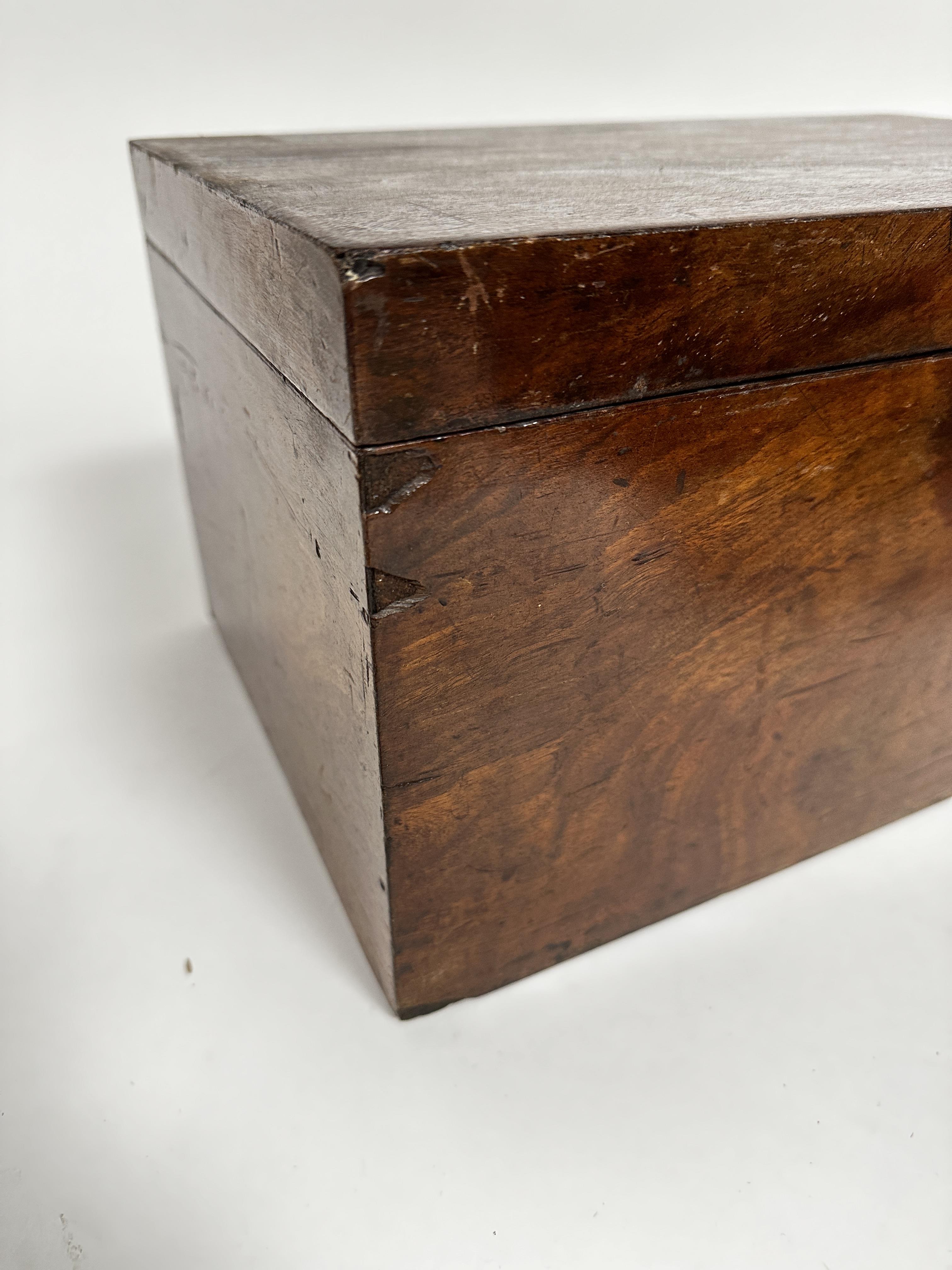 A 19thc mahogany collectors box the rectangular hinged top enclosing four removable trays, slight - Image 3 of 7