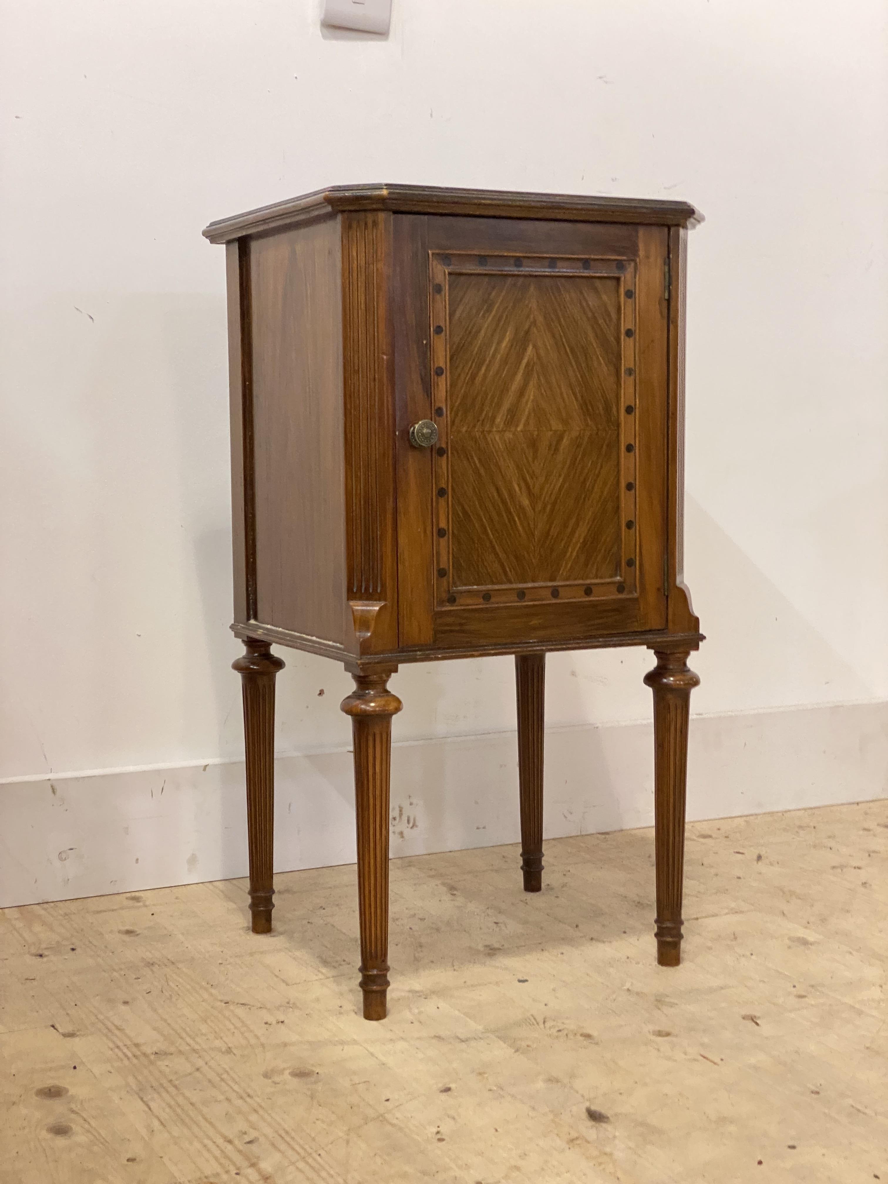 A French Empire style walnut night commode or bedside cupboard, early 20th century, single