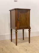 A French Empire style walnut night commode or bedside cupboard, early 20th century, single