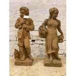 A Pair of reconstituted stone garden statues H78cm