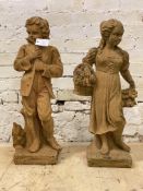 A Pair of reconstituted stone garden statues H78cm