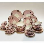 A Victorian china pink ground tea service of thirty seven pieces including two cake plates, (d 24cm)