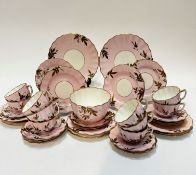 A Victorian china pink ground tea service of thirty seven pieces including two cake plates, (d 24cm)