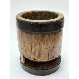 African Tribal Art:- An African, possibly Nigerian, treen carved meal, of cylinder form with tapered