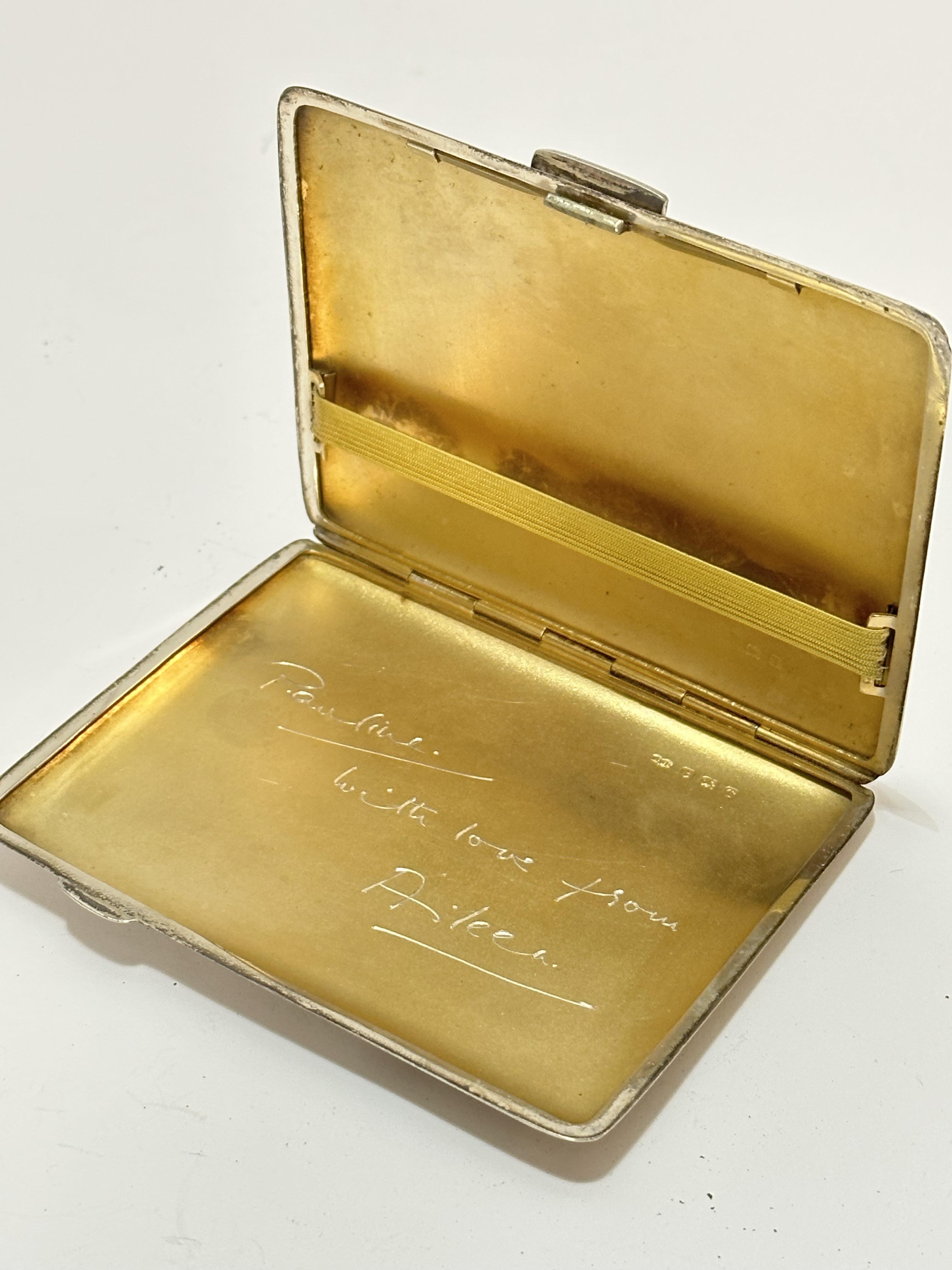 An Edwardian Birmingham silver engine turned decorated cigarette case with engraved initials PAA and - Image 2 of 3