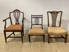 An 18th/19th century elm country chair (H89cm) (Reduced) together with an Edwardian mahogany