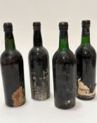 Four bottles of vintage port including Cockburn's Vintage 1967 (2) stamped to top, one label