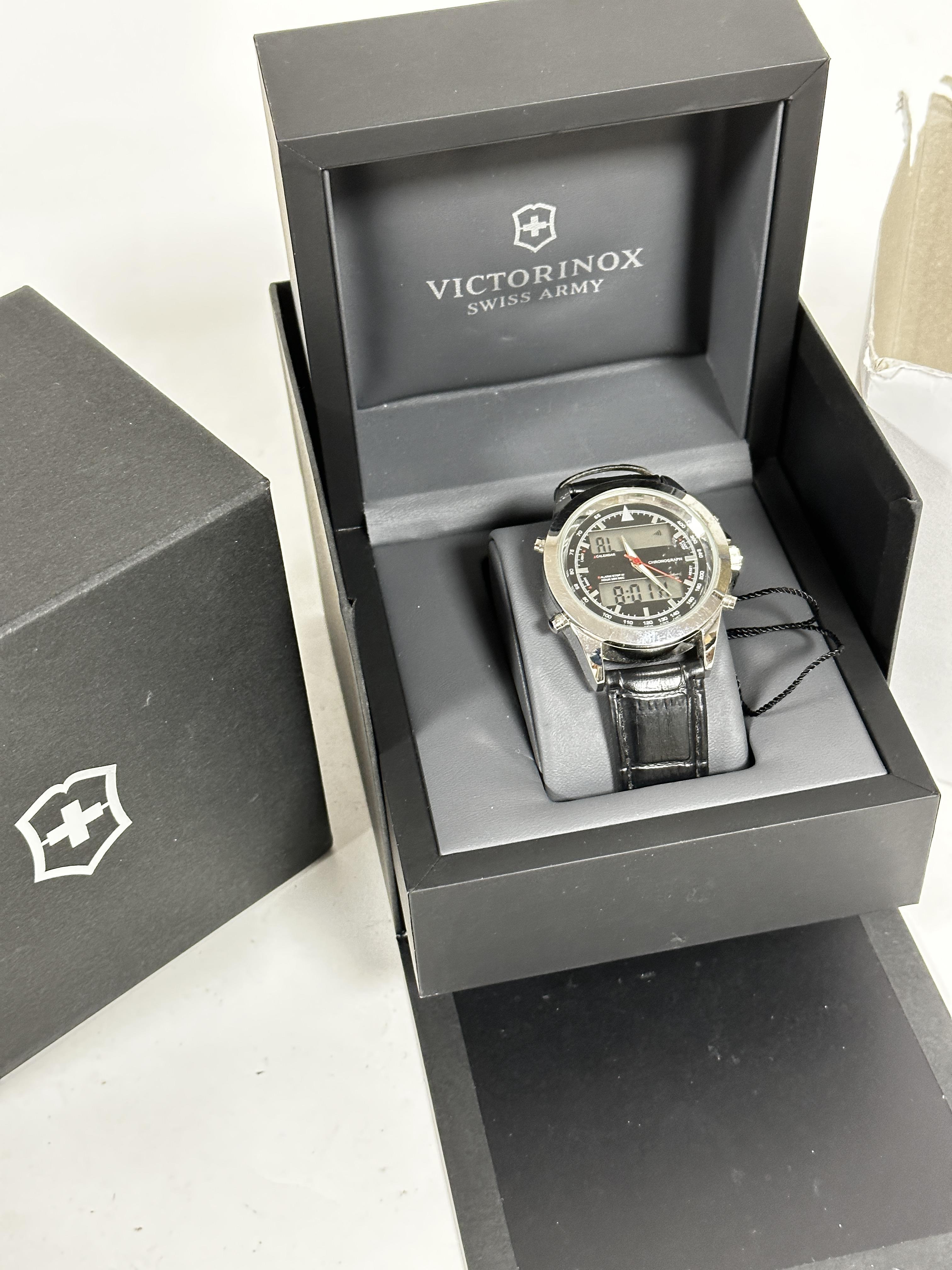 A gent's Victorinox Allianxs chronograph style wristwatch with digital and manual displays and