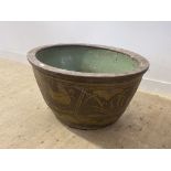 A large and impressive Milasian stoneware planter, of tapered octagonal form, the exterior decorated