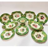 A Victorian china dessert service of scalloped design including two rectangular shaped serving