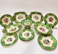 A Victorian china dessert service of scalloped design including two rectangular shaped serving