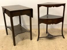 A 19th century mahogany drop leaf occasional table, with fitted drawer to one end, raised on