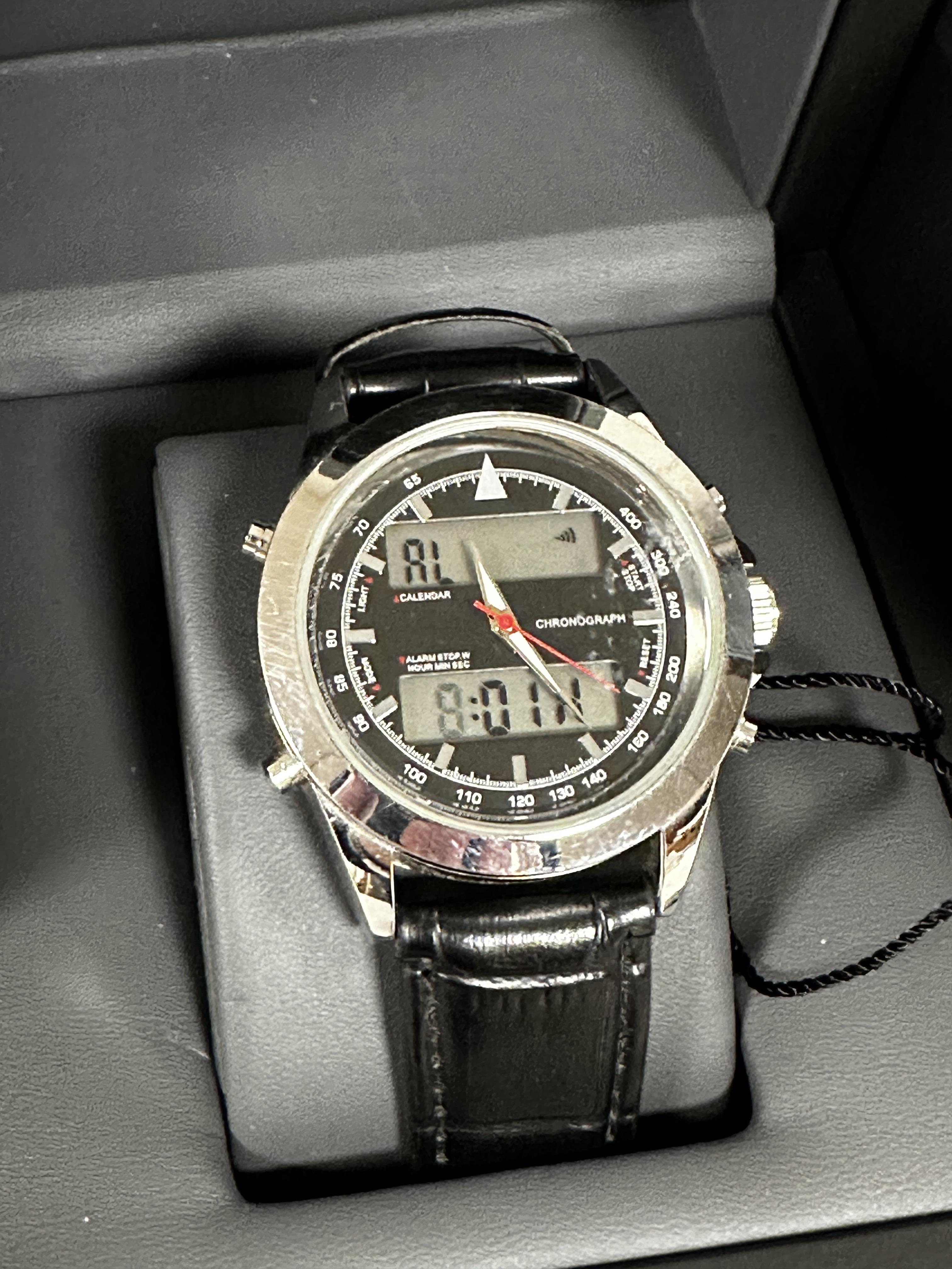 A gent's Victorinox Allianxs chronograph style wristwatch with digital and manual displays and - Image 2 of 4