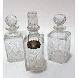 An Edinburgh crystal square cut decanter with City of Edinburgh coat of arms, with faceted