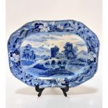 A 19thc china blue and white Bridge of Lucano Italy transfer printed octagonal ashet with