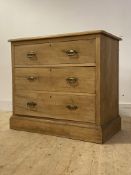 An Edwardian pine? three drawer chest with skirted base, formerly a washstand H83cm, W92cm, D52cm