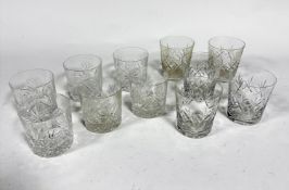 A set of six Edinburgh Crystal style slice cut whisky tumblers, (8cm x 8cm) and a set of six crystal