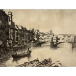 William Douglas McCleod (Scottish, 1892 - 1963) Pont Vecchio Florence, drypoint, signed in pencil