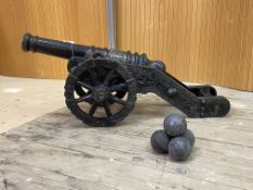 A cast iron garden model of a canon, L70cm