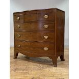 A Scottish Regency mahogany bow front chest, fitted with three short over three long graduated