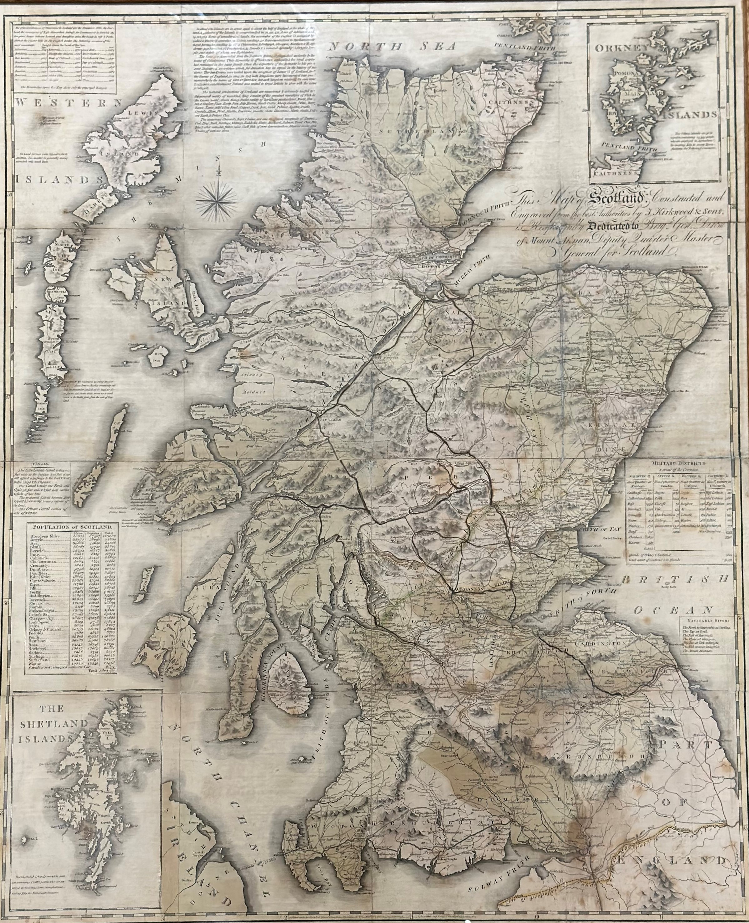 J. Kirkwood & Sons, an engraved map of Scotland, published 1804, framed. 71.5cm by 58cm