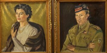 Phyllis Westmacott (fl. 1948-72), Major and Mrs J.A.C. Grant, a pair of portraits, signed lower