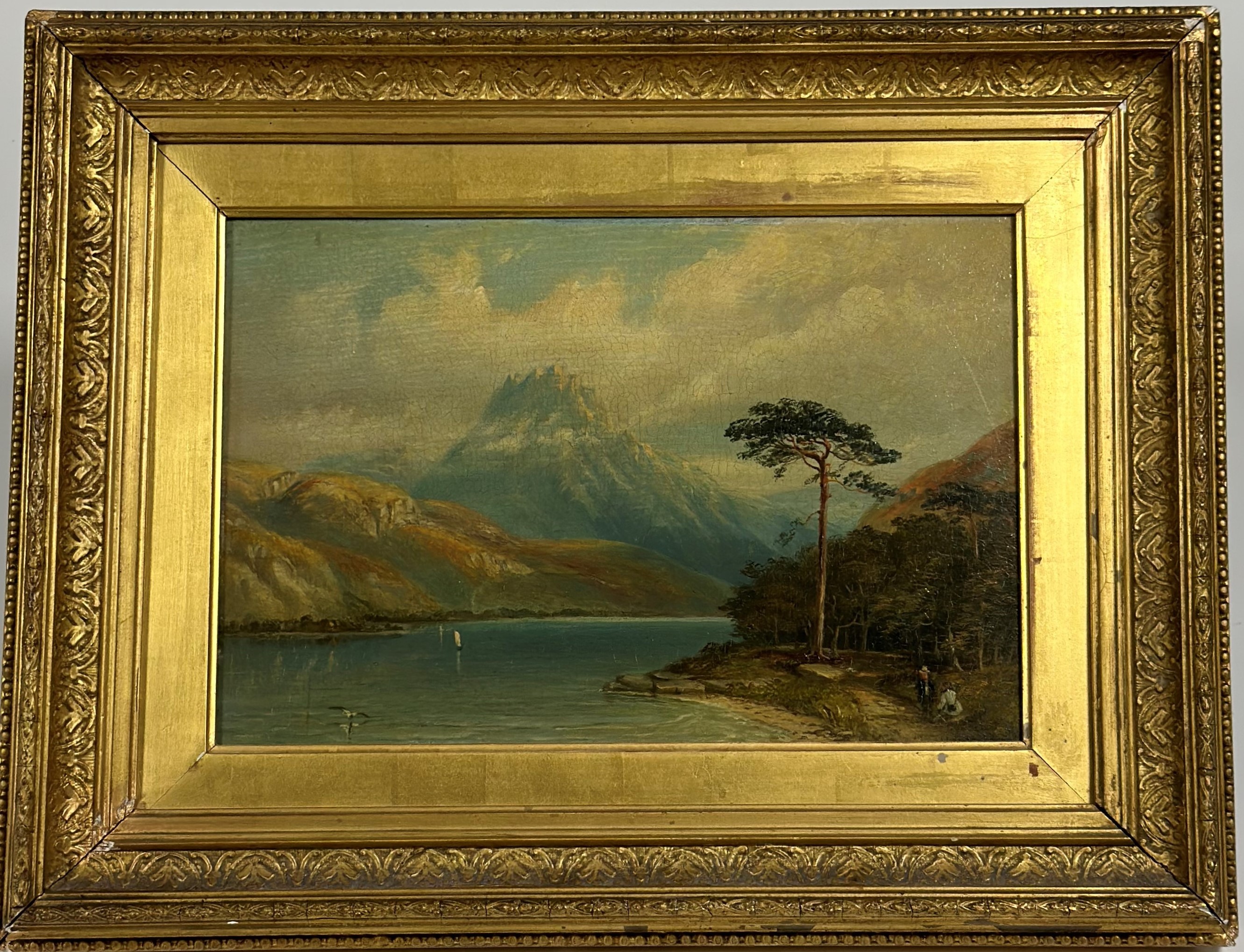 Thomas H. Hair (British, 1810-1882), "Loch Lomond", oil on panel, titled and signed verso, framed. - Image 2 of 3