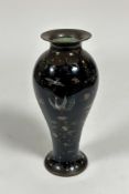 A Japanese cloisonne enamel vase, Meiji period, c. 1900, of slender baluster shape, decorated in