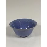 A large Chinese monochrome lavender glazed bowl or basin, with mottled glaze, unmarked. 20cm by 42.