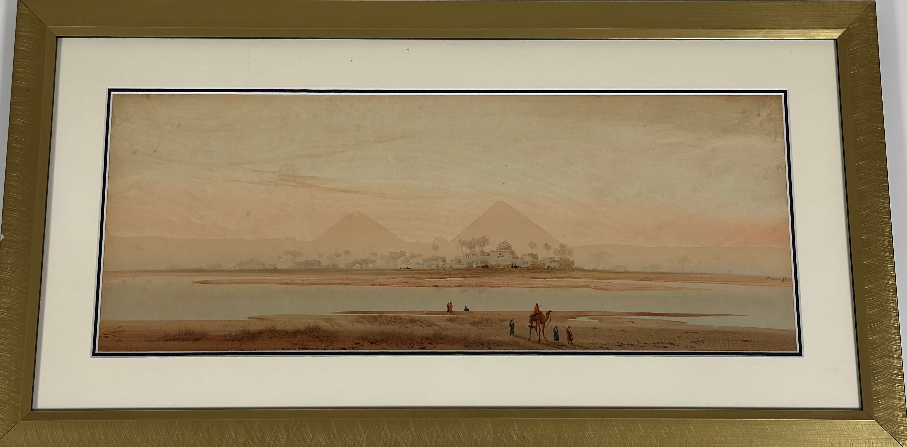 Augustus Osborne Lamplough (British, 1877-1930), Pyramids Across the Nile, signed lower left, - Image 2 of 3