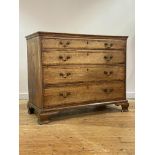 A George III mahogany chest of drawers, fourth quarter of the 18th century, the rectangular top with