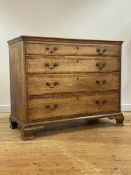 A George III mahogany chest of drawers, fourth quarter of the 18th century, the rectangular top with