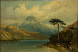 Thomas H. Hair (British, 1810-1882), "Loch Lomond", oil on panel, titled and signed verso, framed.