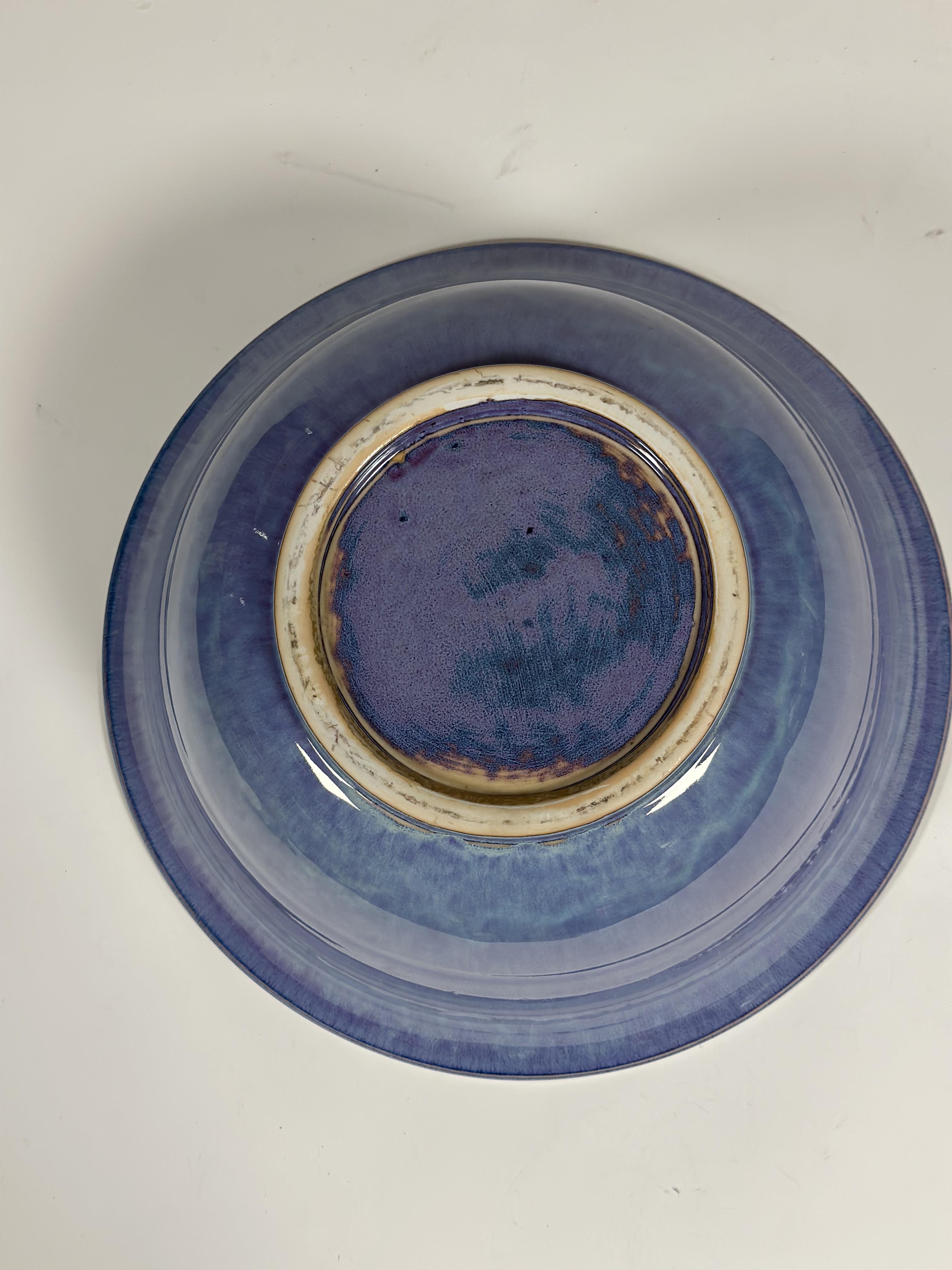 A large Chinese monochrome lavender glazed bowl or basin, with mottled glaze, unmarked. 20cm by 42. - Image 2 of 2